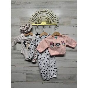 Disney Baby Clothes Bundle Girls 0-6M Pink Minnie 101 Dalmatians 5pc Set EUC